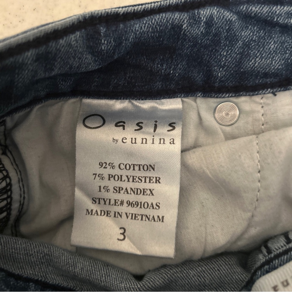 Oasis By Eunina Jeans Women’s Juniors 3 Distressed Faded Skinny - Picture 9 of 13